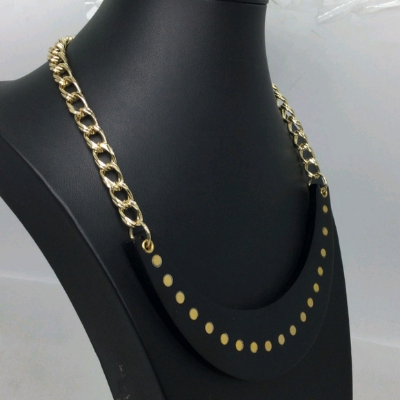 Chico's Black Acrylic Crescent Shape Necklace 18" - Picture 3 of 5